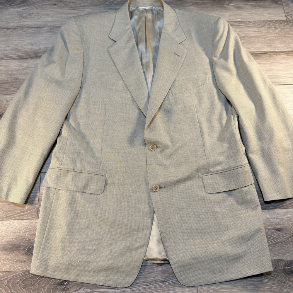 Canali Blazer Mens 56 Beige Plaid 100% Virgin‎ Wool Dual Vented